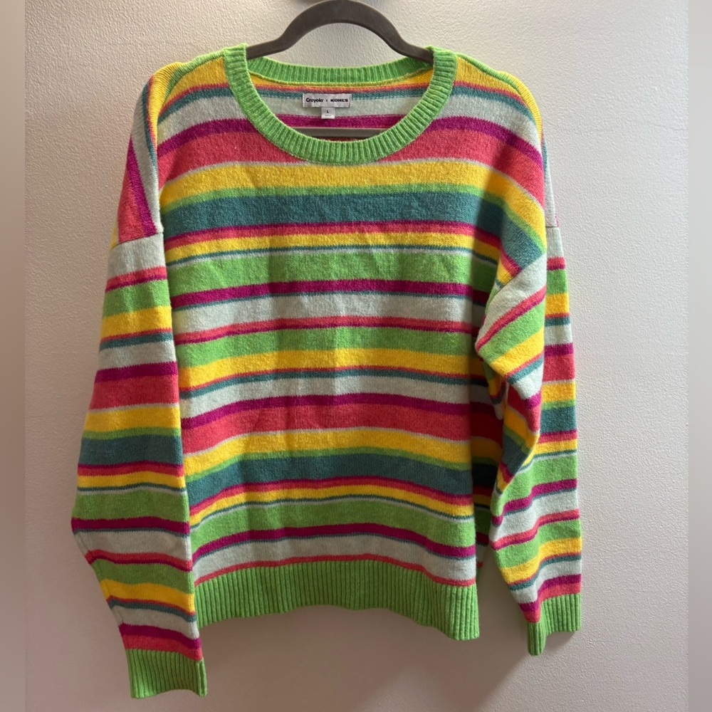 Crayola For Kohl’s Striped Crewneck Sweater L - Picture 2 of 4